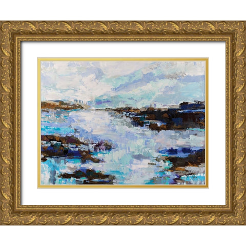 Abstract Marsh Gold Ornate Wood Framed Art Print with Double Matting by Vertentes, Jeanette