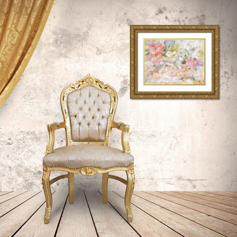 Petal Confetti Gold Ornate Wood Framed Art Print with Double Matting by Nai, Danhui