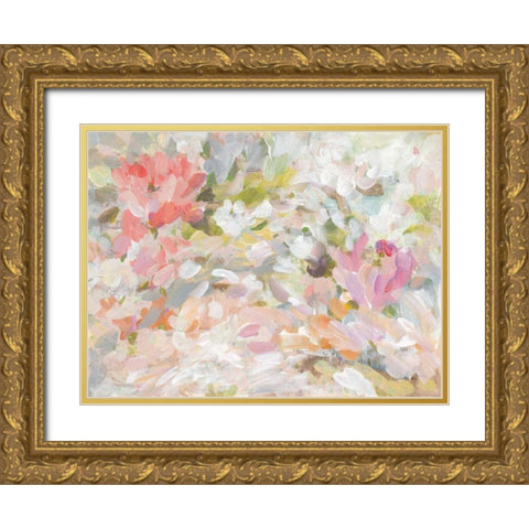 Petal Confetti Gold Ornate Wood Framed Art Print with Double Matting by Nai, Danhui