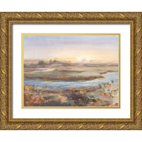 River at Dawn Gold Ornate Wood Framed Art Print with Double Matting by Nai, Danhui