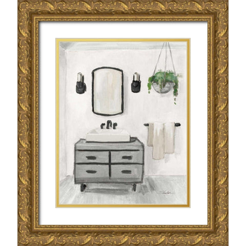 Attic Bathroom I Light Crop Gold Ornate Wood Framed Art Print with Double Matting by Vassileva, Silvia