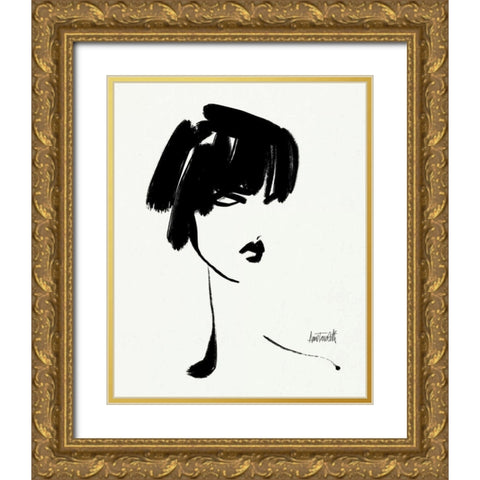 Brush Portrait III Gold Ornate Wood Framed Art Print with Double Matting by Tavoletti, Anne