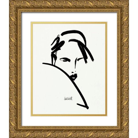 Brush Portrait V Gold Ornate Wood Framed Art Print with Double Matting by Tavoletti, Anne