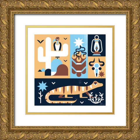 Western III Gold Ornate Wood Framed Art Print with Double Matting by Paterson, Robert John