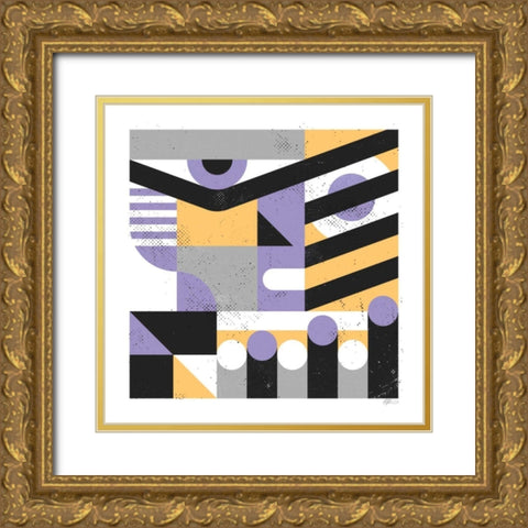 Abstract Face Gold Ornate Wood Framed Art Print with Double Matting by Paterson, Robert John