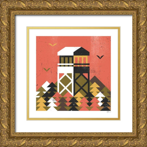 Firewatch Gold Ornate Wood Framed Art Print with Double Matting by Paterson, Robert John
