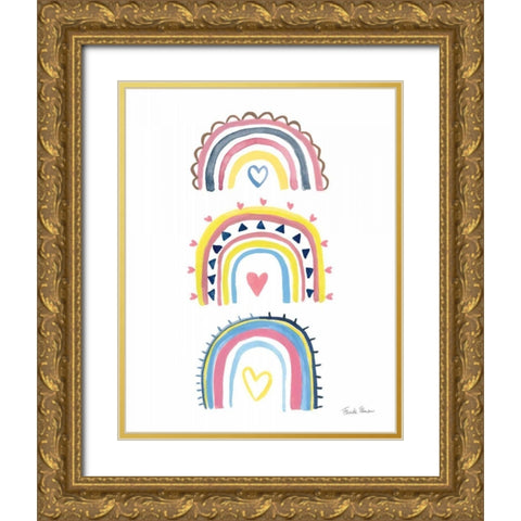 Happy Rainbow I Gold Ornate Wood Framed Art Print with Double Matting by Zaman, Farida