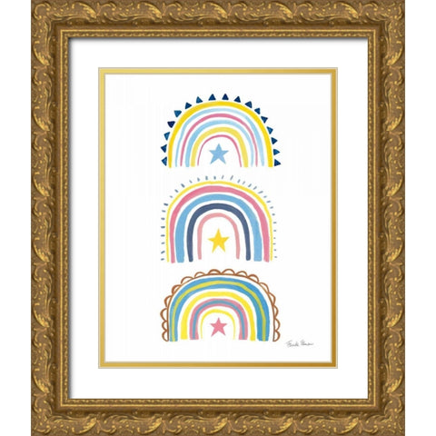 Happy Rainbow II Gold Ornate Wood Framed Art Print with Double Matting by Zaman, Farida