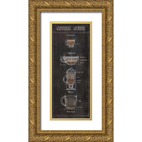 Coffee Guide Panel I Gold Ornate Wood Framed Art Print with Double Matting by Penner, Janelle
