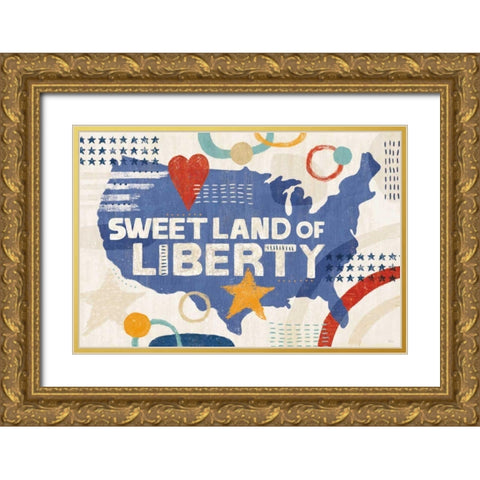 Love and Liberty I Gold Ornate Wood Framed Art Print with Double Matting by Charron, Veronique