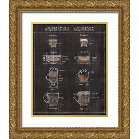 Coffee Guide II Gold Ornate Wood Framed Art Print with Double Matting by Penner, Janelle
