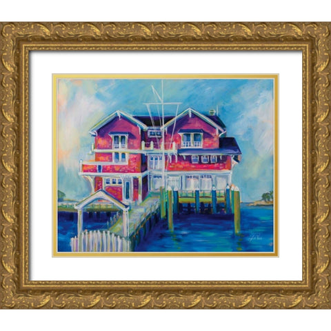 Watch Hill Yacht Club Gold Ornate Wood Framed Art Print with Double Matting by Vertentes, Jeanette