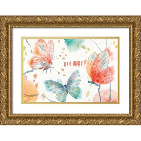 Winged Whisper I Gold Ornate Wood Framed Art Print with Double Matting by June, Dina