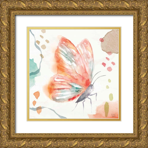 Winged Whisper II Gold Ornate Wood Framed Art Print with Double Matting by June, Dina