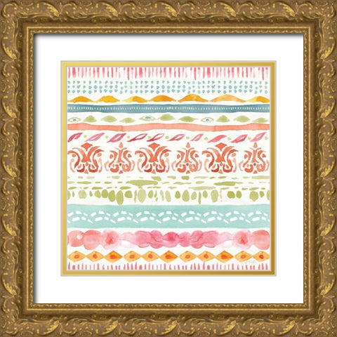 Winged Whisper Pattern II Gold Ornate Wood Framed Art Print with Double Matting by June, Dina