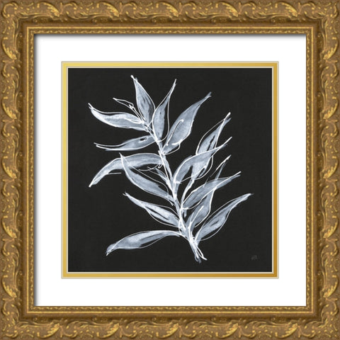 White Fern II Gold Ornate Wood Framed Art Print with Double Matting by Paschke, Chris