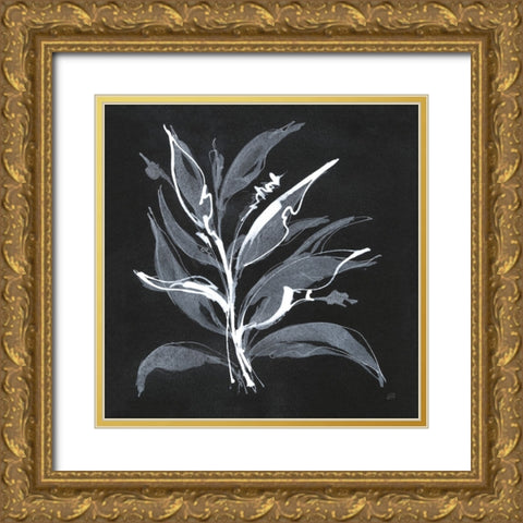 Chalkboard Branch II Gold Ornate Wood Framed Art Print with Double Matting by Paschke, Chris