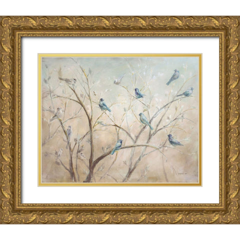Spring Gathering Light Gold Ornate Wood Framed Art Print with Double Matting by Nai, Danhui