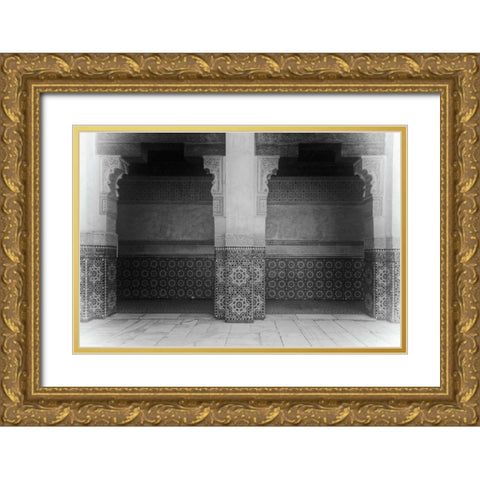 Palace Walk v2 BW Crop Gold Ornate Wood Framed Art Print with Double Matting by Bevan, Keri