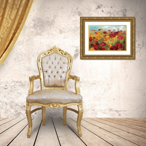 Cosmos in the Field Gold Ornate Wood Framed Art Print with Double Matting by Nai, Danhui