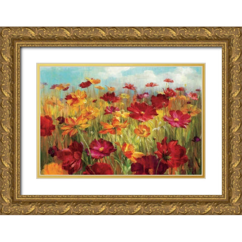 Cosmos in the Field Gold Ornate Wood Framed Art Print with Double Matting by Nai, Danhui