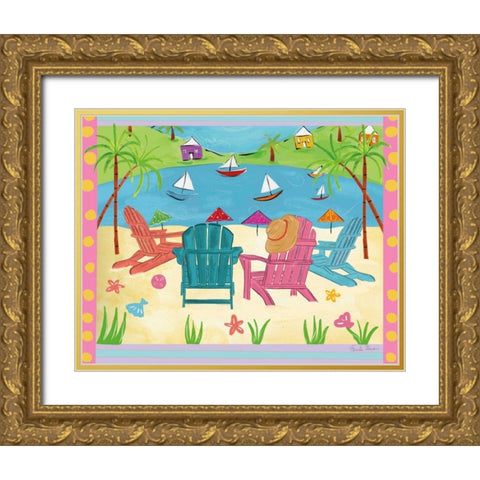 Beach Living IV Gold Ornate Wood Framed Art Print with Double Matting by Zaman, Farida