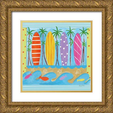 Beach Living V Gold Ornate Wood Framed Art Print with Double Matting by Zaman, Farida