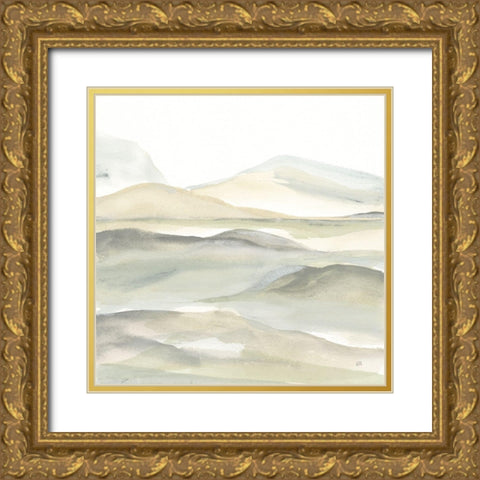 Valleyscape I Green Gold Ornate Wood Framed Art Print with Double Matting by Paschke, Chris