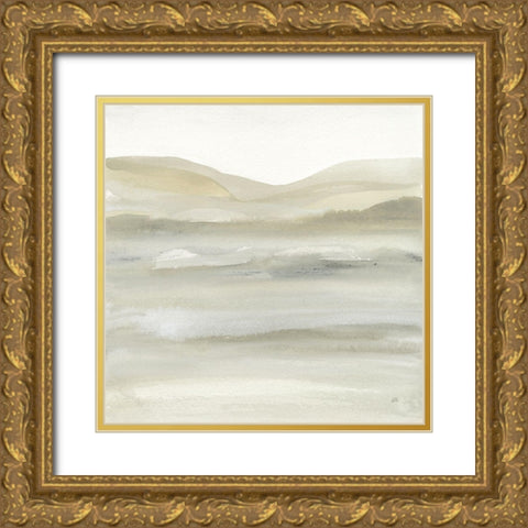 Valleyscape III Green Gold Ornate Wood Framed Art Print with Double Matting by Paschke, Chris