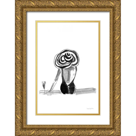 By the Pool Gold Ornate Wood Framed Art Print with Double Matting by Charro, Mercedes Lopez