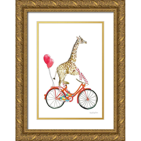 Giraffe Joy Ride I Gold Ornate Wood Framed Art Print with Double Matting by Charro, Mercedes Lopez