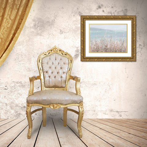 Coastal Morning Blooms Gold Ornate Wood Framed Art Print with Double Matting by Nai, Danhui