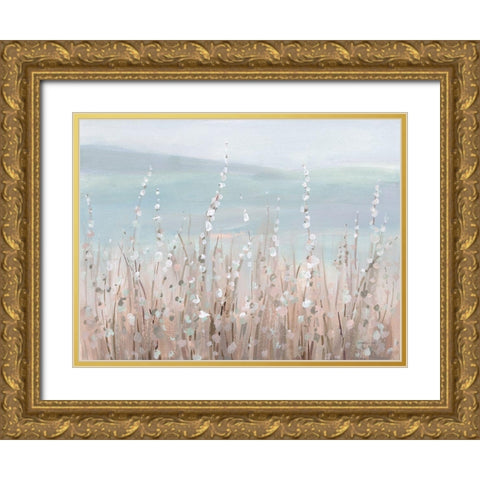 Coastal Morning Blooms Gold Ornate Wood Framed Art Print with Double Matting by Nai, Danhui