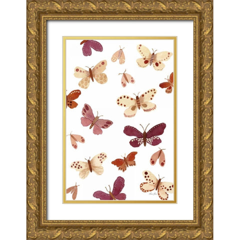Garden Dance Butterflies Gold Ornate Wood Framed Art Print with Double Matting by Horn, Laura