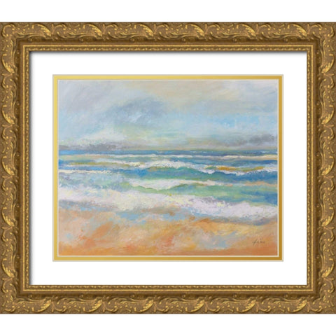Morning Surf Gold Ornate Wood Framed Art Print with Double Matting by Vertentes, Jeanette