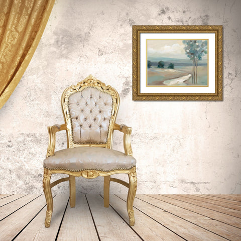 Sage Trees Gold Ornate Wood Framed Art Print with Double Matting by Vassileva, Silvia