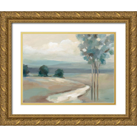 Sage Trees Gold Ornate Wood Framed Art Print with Double Matting by Vassileva, Silvia