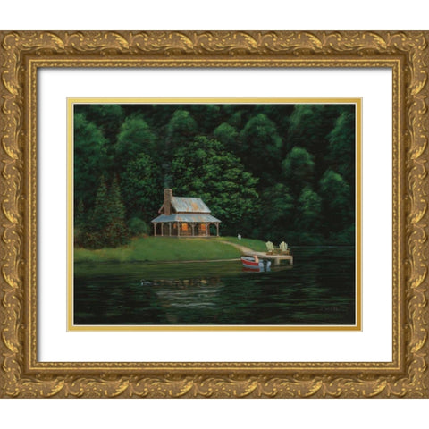 Happy Place I Gold Ornate Wood Framed Art Print with Double Matting by Wiens, James
