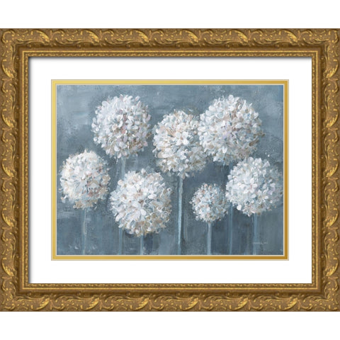 Simple Agapanthus Gold Ornate Wood Framed Art Print with Double Matting by Nai, Danhui