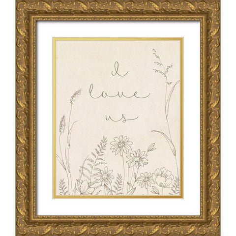 Butterfly Garden II Sentiment Gold Ornate Wood Framed Art Print with Double Matting by Nai, Danhui