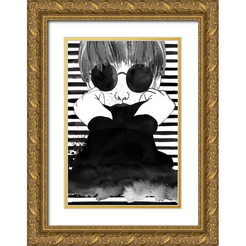 Looking for Paradise Plain Sunglasses Gold Ornate Wood Framed Art Print with Double Matting by Charro, Mercedes Lopez
