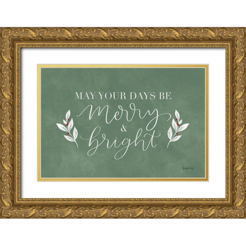 Green Christmas I Gold Ornate Wood Framed Art Print with Double Matting by Thorns, Becky