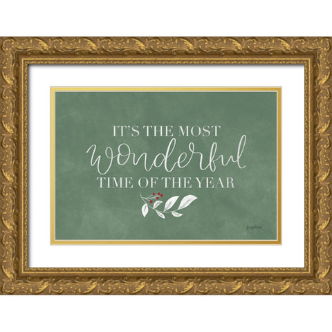 Green Christmas IV Gold Ornate Wood Framed Art Print with Double Matting by Thorns, Becky