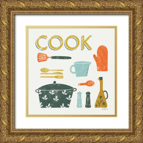 Retro Kitchen III Gold Ornate Wood Framed Art Print with Double Matting by Thorns, Becky