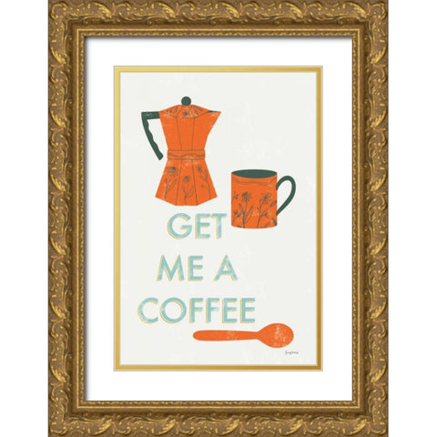 Retro Kitchen Coffee I Gold Ornate Wood Framed Art Print with Double Matting by Thorns, Becky