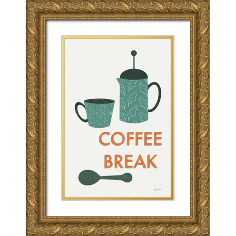 Retro Kitchen Coffee II Gold Ornate Wood Framed Art Print with Double Matting by Thorns, Becky