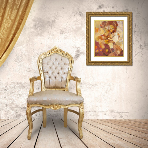 Celebrate Beauty I Gold Ornate Wood Framed Art Print with Double Matting by Hristova, Albena