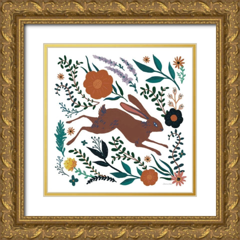 Folk Garden I Gold Ornate Wood Framed Art Print with Double Matting by Miller, Sara Zieve