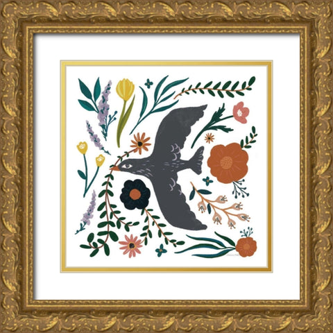 Folk Garden II Gold Ornate Wood Framed Art Print with Double Matting by Miller, Sara Zieve