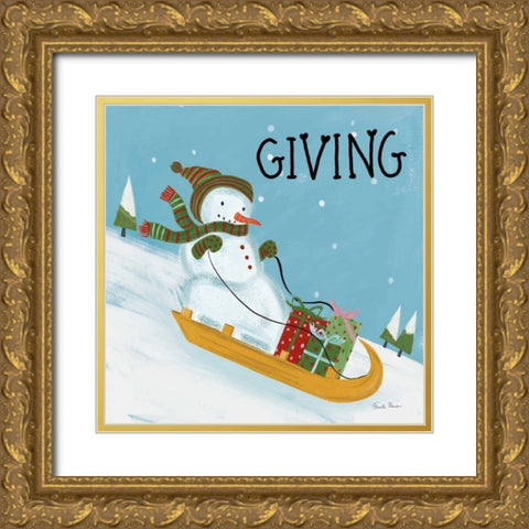 Snowman Snowday II Gold Ornate Wood Framed Art Print with Double Matting by Zaman, Farida